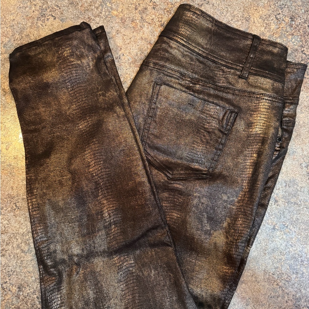 City Chic Skylar High Rose Skinny- Metallic Bronze Skinny Pants